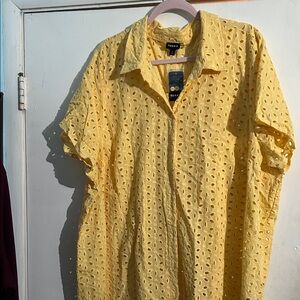 Yellow Eyelet Short-Sleeve Blouse Sz4